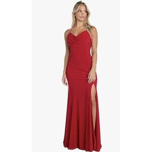 New With Tags Morgan & Co. Women's Rhinestone Drama Dress - Bright Red W/ Stones